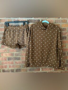 Source Unknown Brown Polka Dot Hoodie